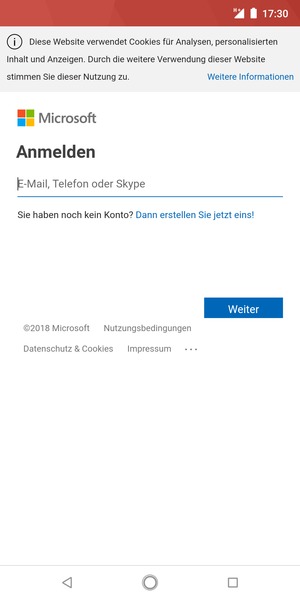 Geben Sie Ihre E-Mail-Adresse ein und wählen Sie Weiter