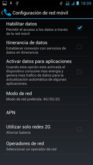 Seleccione Modo de red