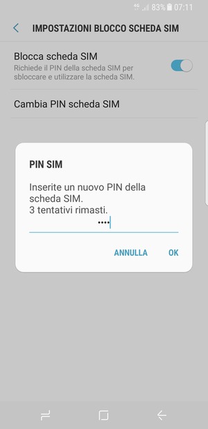 Inserisci Nuovo PIN della scheda SIM e seleziona OK
