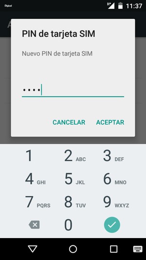 Introduzca su Nuevo PIN de tarjeta SIM y seleccione ACEPTAR