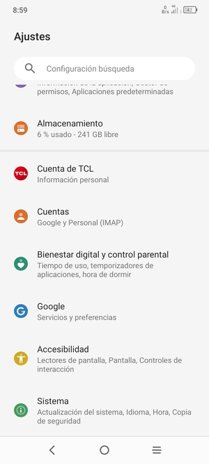 Desplácese y seleccione Cuentas