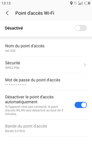 Sélectionnez Mot de passe du point d'accès