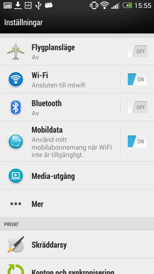 Välj Mobildata