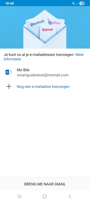 Selecteer BRENG ME NAAR GMAIL