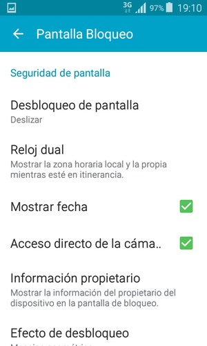 Seleccione Desbloqueo de pantalla