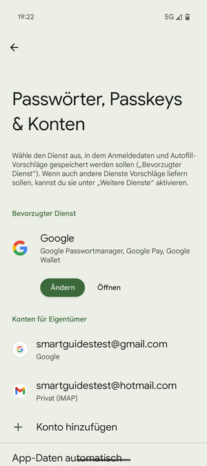 Wählen Sie Ihr Google Konto