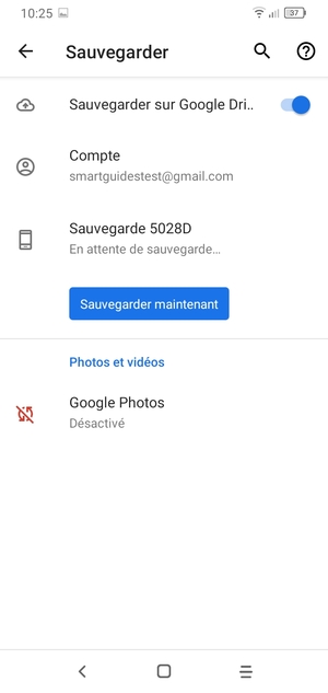 Sélectionnez Compte