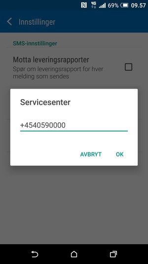 Skriv inn Servicesenter nummer og velg OK