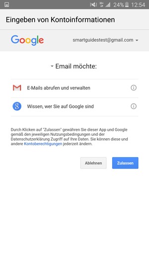 Wählen Sie Zulassen