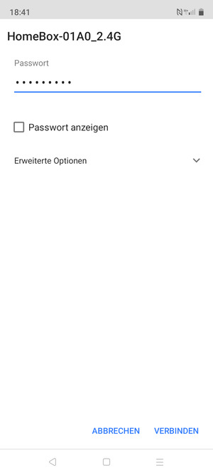 Geben Sie das WLAN-Passwort ein und wählen Sie Verbinden