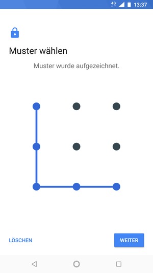Zeichnen Sie ein Entsperrmuster und wählen Sie WEITER