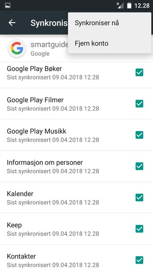 Velg Synkroniser nå
