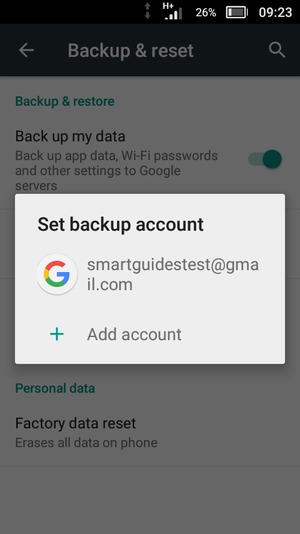 Select your backup account