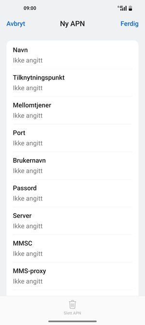 Skriv inn internett-informasjon