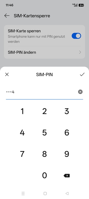 Geben Sie Aktuelle PIN für die SIM-Karte ein und wählen Sie OK