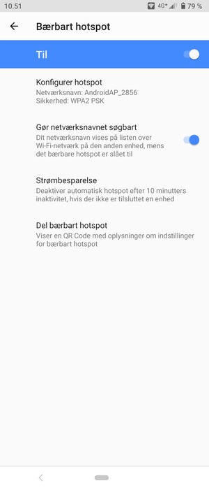 Din telefon er nu sat op til brug som modem