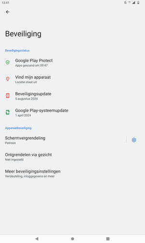 Uw tablet is nu beveiligd met een schermvergrendeling