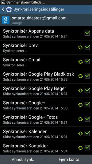 Dine oplysninger vil blive synkroniseret