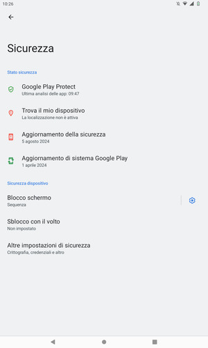 Il tuo tablet è ora protetto dal blocco schermo