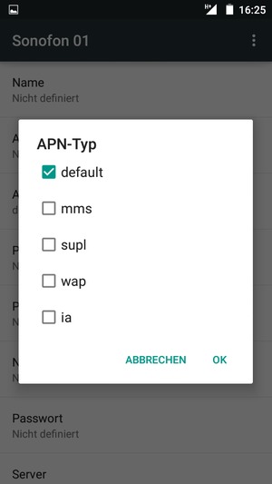 Aktivieren Sie das Kontrollkästchen default und wählen Sie OK