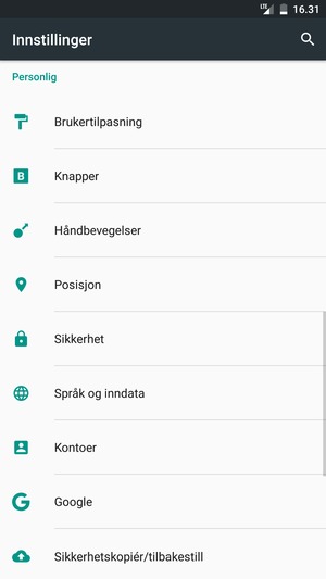 Bla til og velg Sikkerhet eller Sikkerhet & fingeravtrykk
