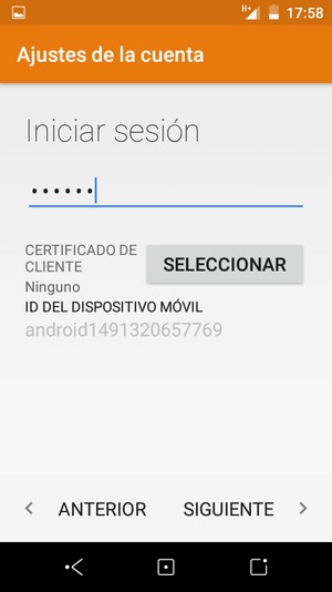 Introduzca su contraseña y seleccione SIGUIENTE
