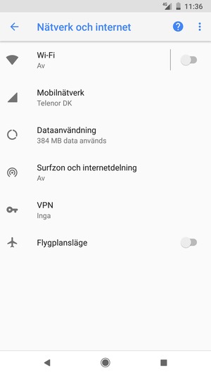 Välj Surfzon och internetdelning