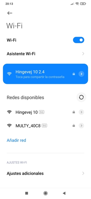Ahora está conectado a la red Wi-Fi
