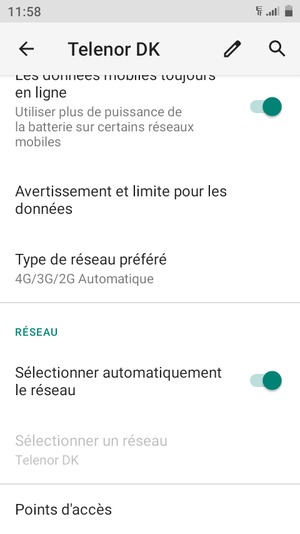 Faites défiler et sélectionnez Points d'accès