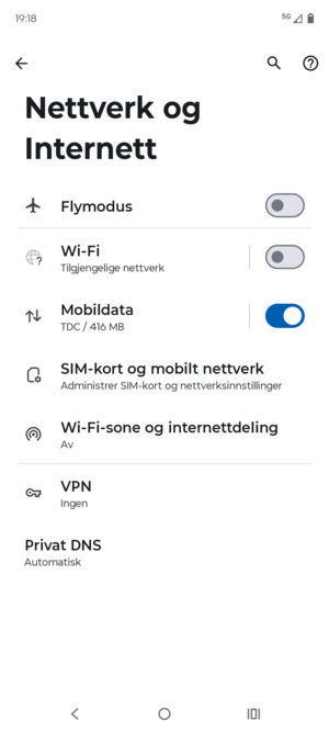 Velg SIM-kort og mobilt nettverk