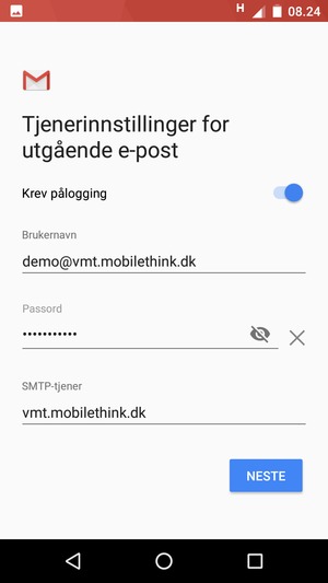 Skriv inn utgående serveradresse