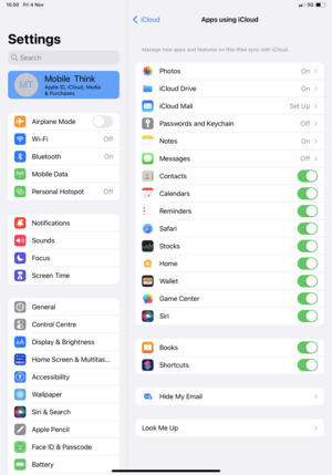 Select the services you would like to back up