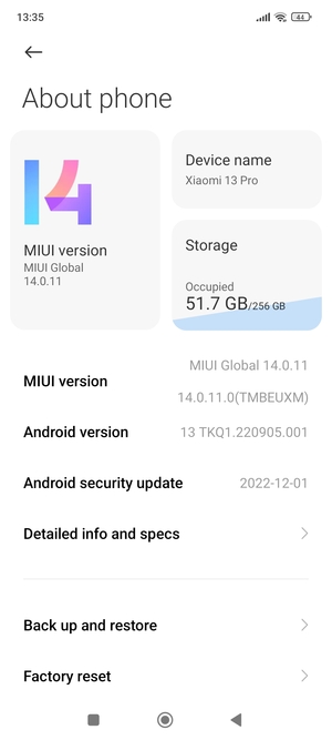 Scroll to and select Back up and restore
