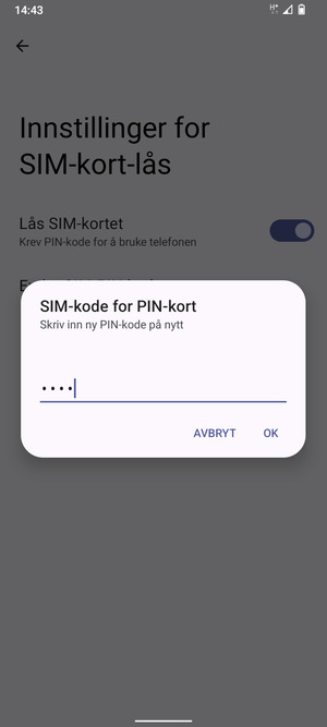 Bekreft din nye PIN-kode og velg OK