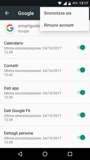 Seleziona Sincronizza ora