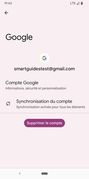 Sélectionnez Synchronisation du compte