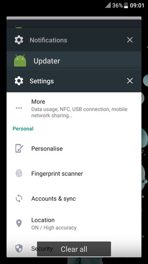 Select Clear all to close all running apps