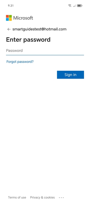 Enter your  Hotmail password and select Sign in