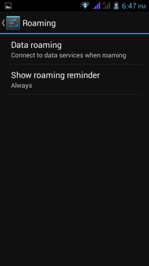 Select Data roaming