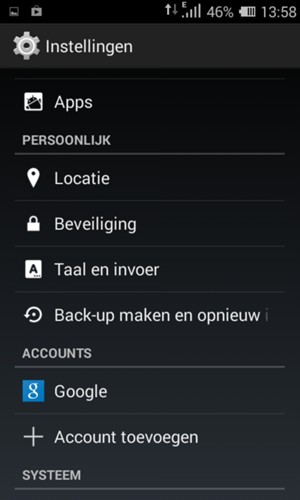 Scroll naar en selecteer Back-up maken en opnieuw instellen