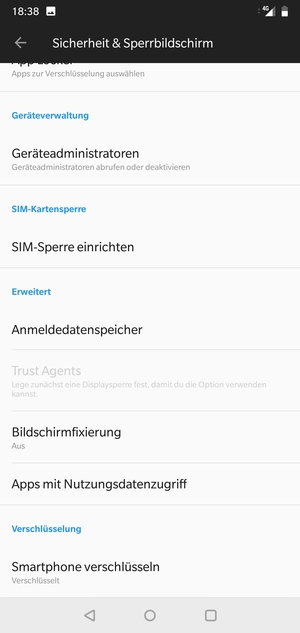 Scrollen Sie und wählen Sie SIM-Sperre einrichten