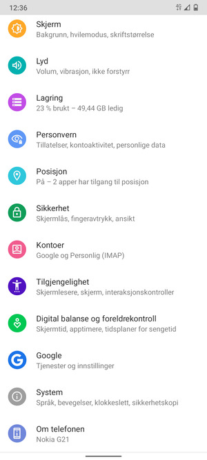 Bla til og velg System