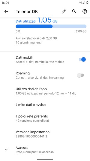 Scorri e seleziona Avanzate