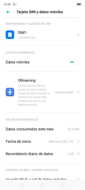 Seleccione SIM1 o SIM2