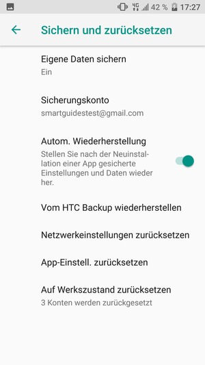 Wählen Sie Sicherungskonto