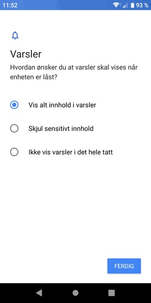 Velg ønsket alternativ og velg FERDIG