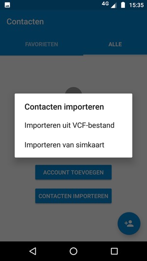Selecteer Importeren van simkaart