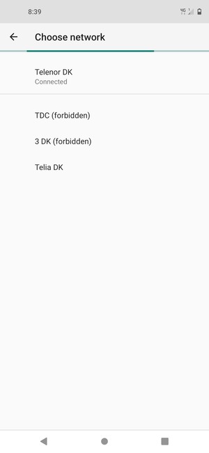 Select a network operator from the list