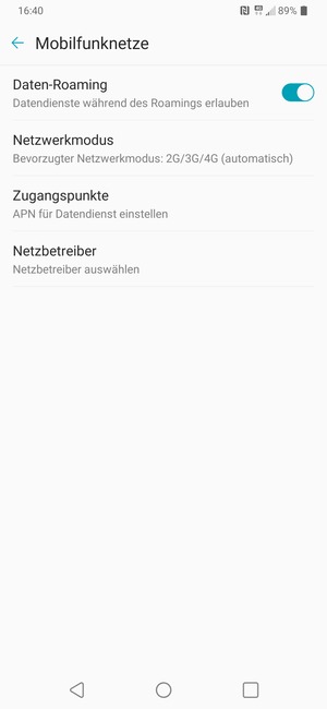 Schalten Sie Daten-Roaming an oder aus