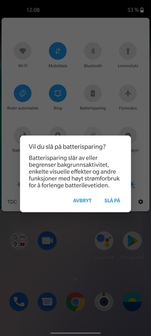 Velg SLÅ PÅ